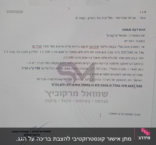 מסמך עם שם שמואל מרקוביץ, קשור לבנייה ופיקוח.